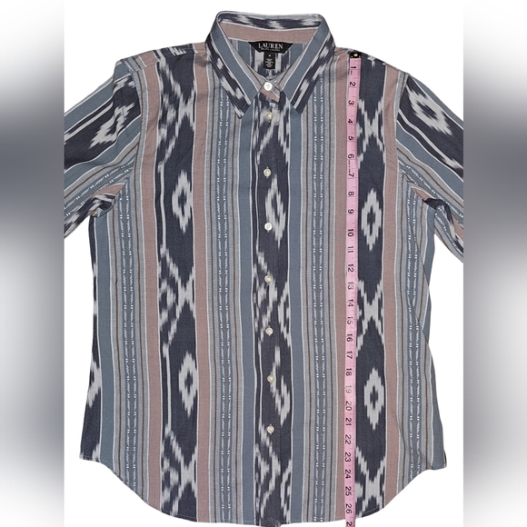 Ralph Lauren Geo-Stripe Cotton Button Shirt Featherweight Long Sleeve Sz M - Picture 13 of 16